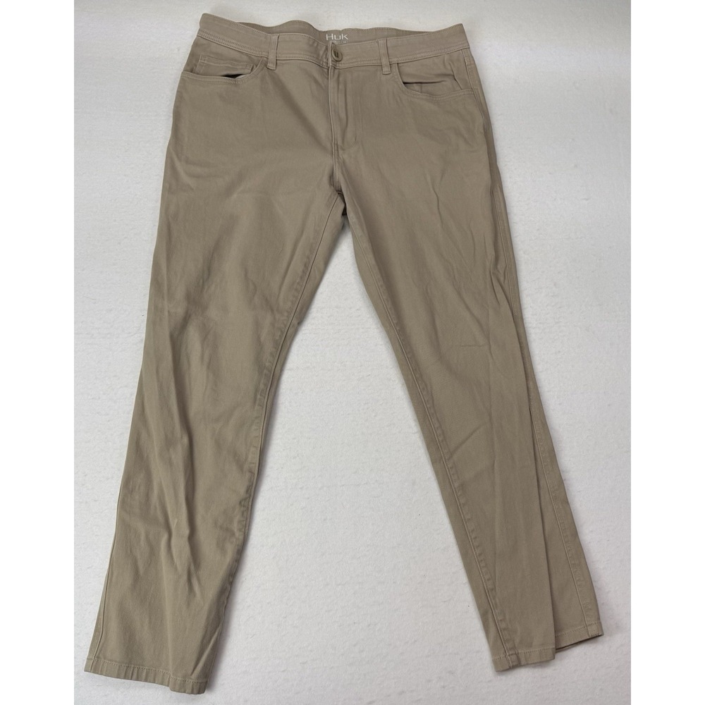 Huk Pants Men's 34x29 Khaki Performance Fishing Outdoor Stretch Lightweight